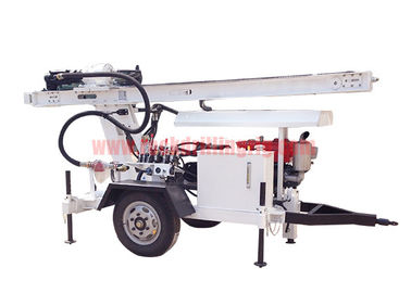 Beli Trailer Mounted Rig Pengeboran Sumur Air Hidrolik 2 Roda Untuk Pengeboran Pompa Udara / Lumpur DTH pembuatan online