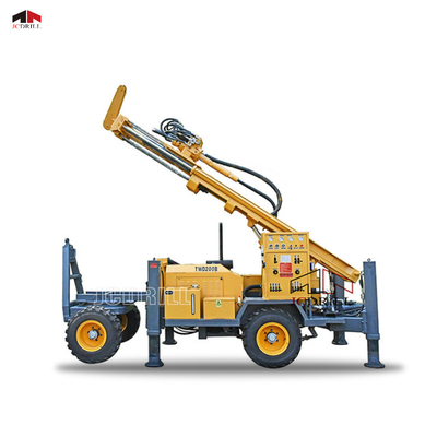 Harga yang bagus 4 Roda 180m Trailer Rig Pengeboran Sumur Hidrolik Portabel Dipasang on line