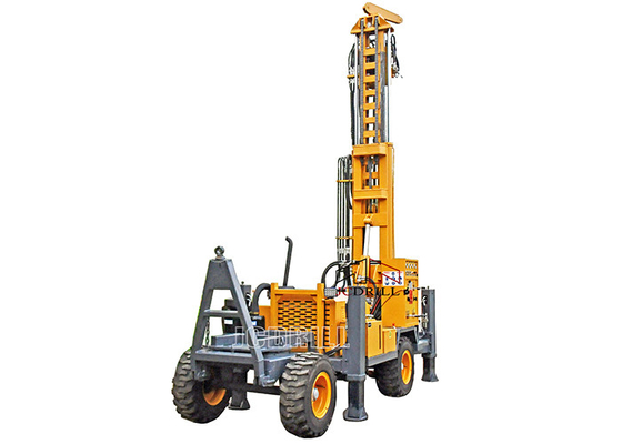 Harga yang bagus 355MM Mesin Pengeboran Sumur Air Hidrolik Portabel 4 Roda Trailer Dipasang on line