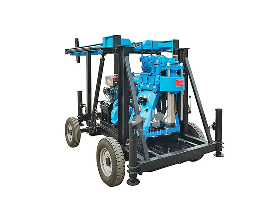 Harga yang bagus Mesin Diesel 22hp 200m Rig Pengeboran Sumur Hidrolik Warna Biru on line